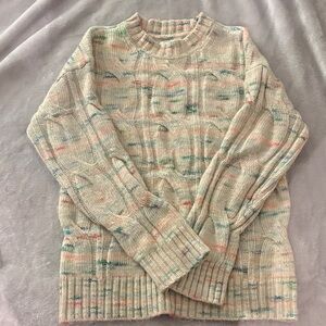 American Eagle Outfitters Cream Multicolor Knit Sweater